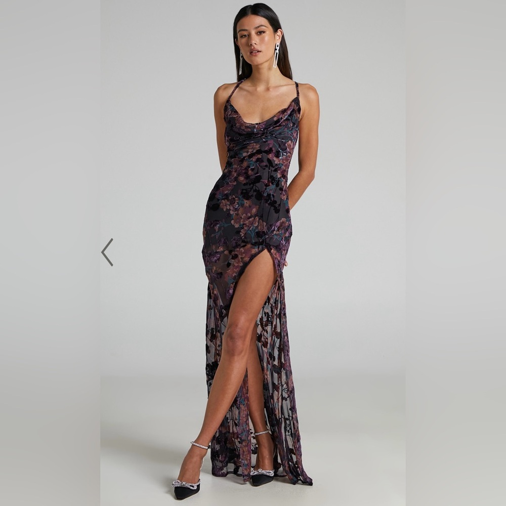 ALETTA MAXI DRESS - COWL CROSS BACK DRESS IN ALETTA BURN OUT FLORAL